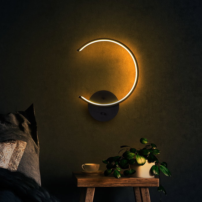 Opviq Moon - 13328 Lámpara de pared negra con LED integral Opviq Moon - 13328 Lámpara de pared negra con LED integral
